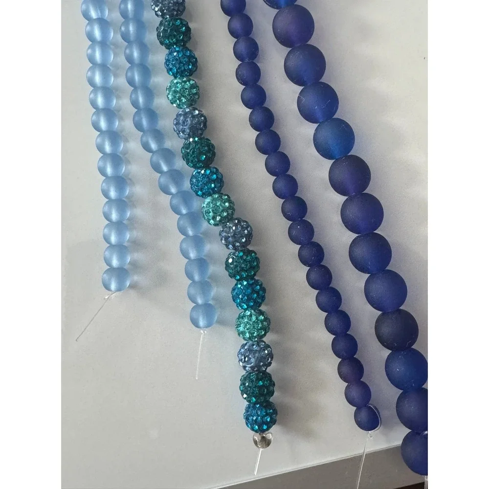 Color Gallery Bead Treasures Blue Teal Rhinestone‎ Frosted Acrylic Bead Strands